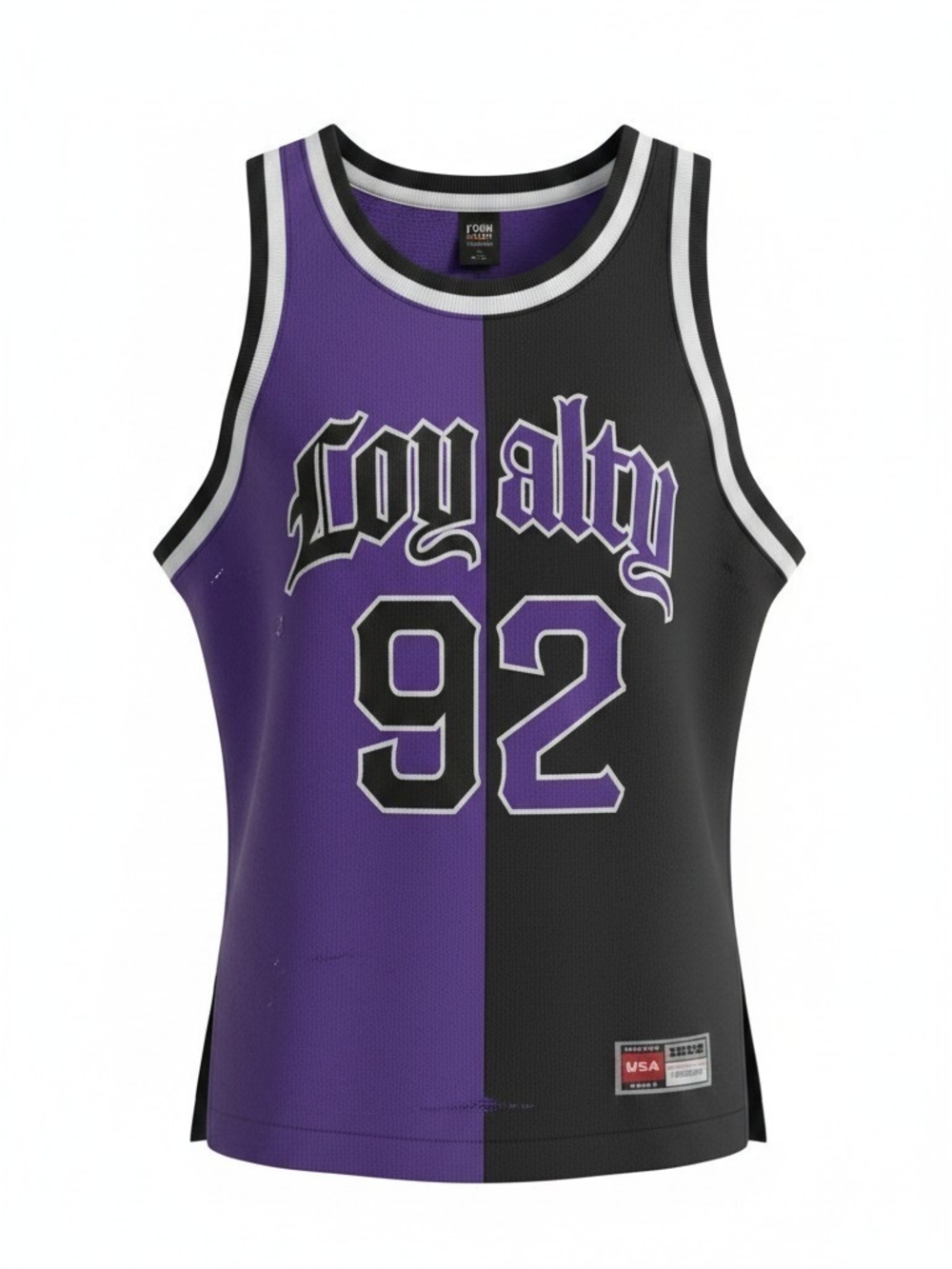 Loyalty 92 Split-Color Basketball Tank Top - Purple/Black